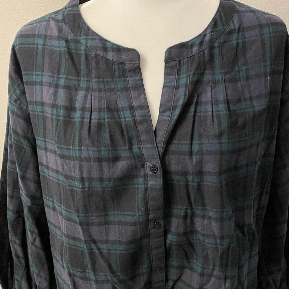 J. Crew Plaid balloon sleeve top